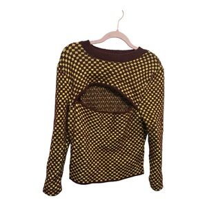 Zara Yellow and Brown Checkered Sweater